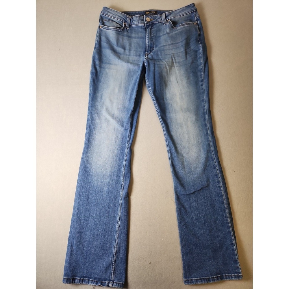 Lee Jeans Womens 14 Long Bootcut Mid Rise Regular Fit Medium Wash